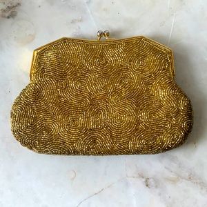 Gold beaded clutch